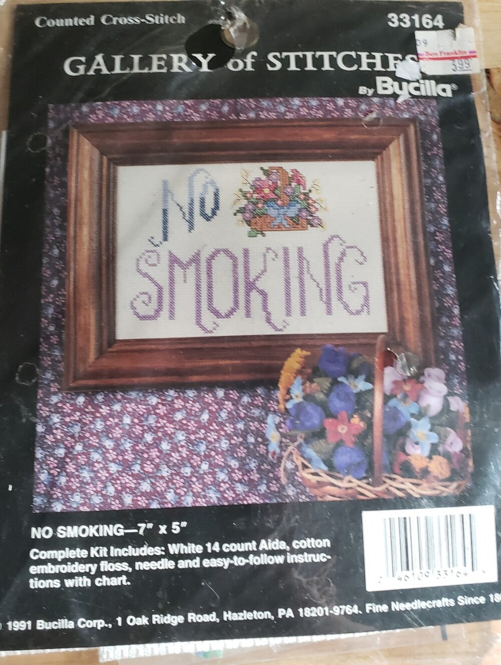 Vintage Bucilla "No Smoking"  Counted Cross Stitch Kit 33164 New Analog Hobbies
